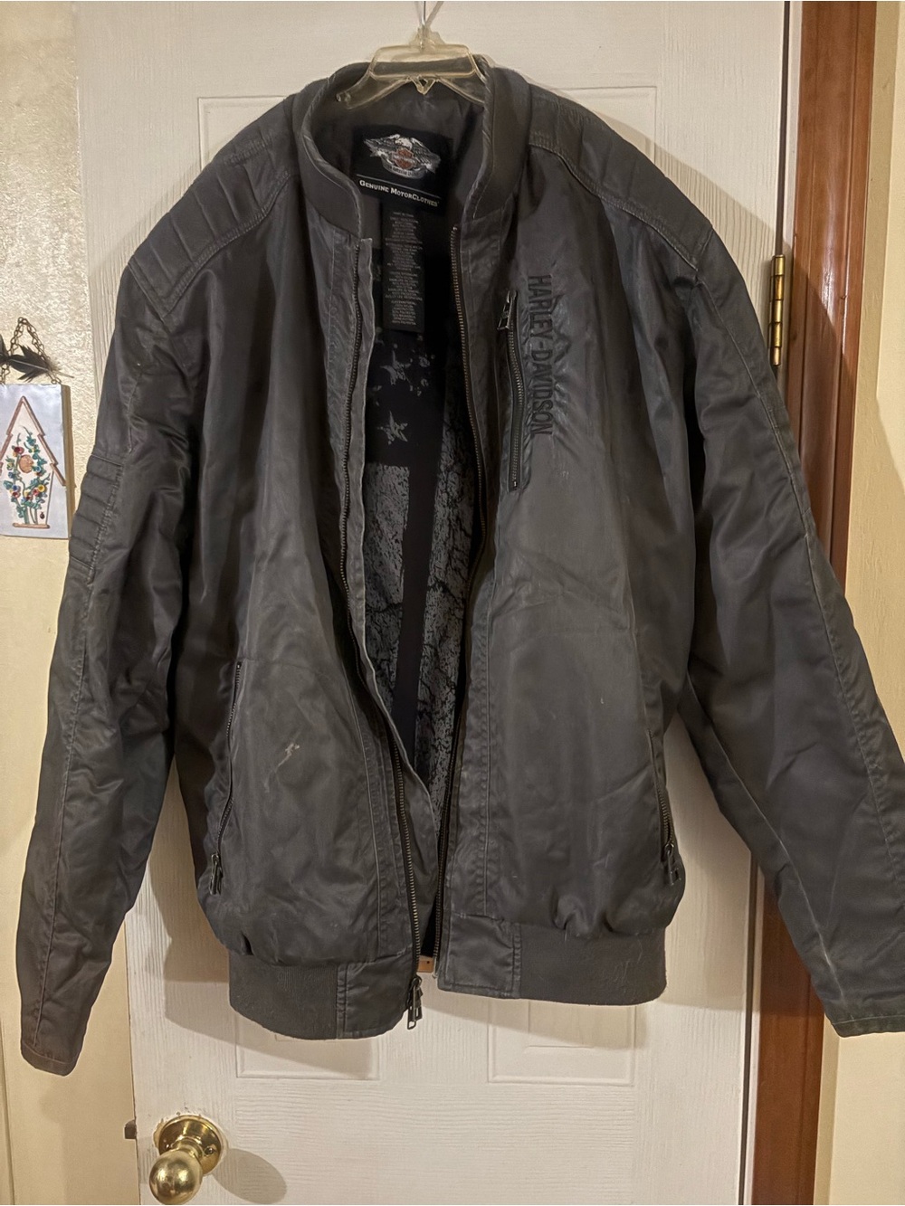 Harley-Davidson Men's Dark Gray Bomber Jacket with Subtle Logo